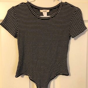Black & white striped body suit
